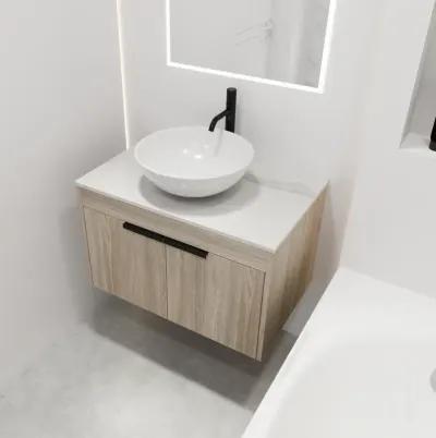 30" Modern Design Float Bathroom Vanity With Ceramic Basin Set