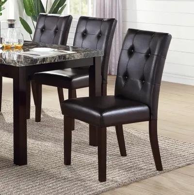 Leroux Upholstered Dining Chairs With Button Tufted, Dark Brown(Set Of 2)