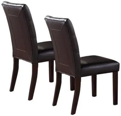 Leroux Upholstered Dining Chairs With Button Tufted, Dark Brown(Set Of 2)