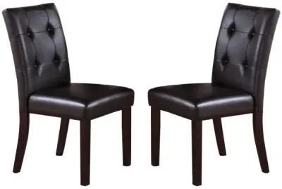 Leroux Upholstered Dining Chairs With Button Tufted, Dark Brown(Set Of 2)