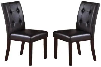 Leroux Upholstered Dining Chairs With Button Tufted, Dark Brown(Set Of 2)