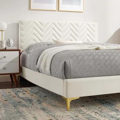 Modway - Leah Chevron Tufted Performance Velvet Queen Platform Bed