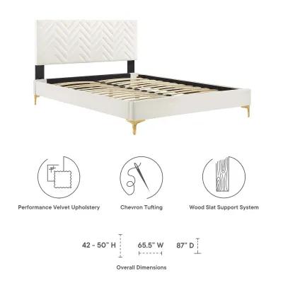 Modway - Leah Chevron Tufted Performance Velvet Queen Platform Bed