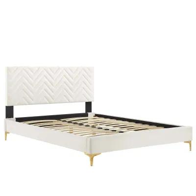 Modway - Leah Chevron Tufted Performance Velvet Queen Platform Bed