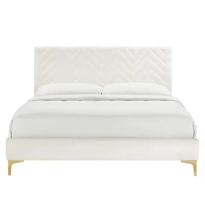 Modway - Leah Chevron Tufted Performance Velvet Queen Platform Bed