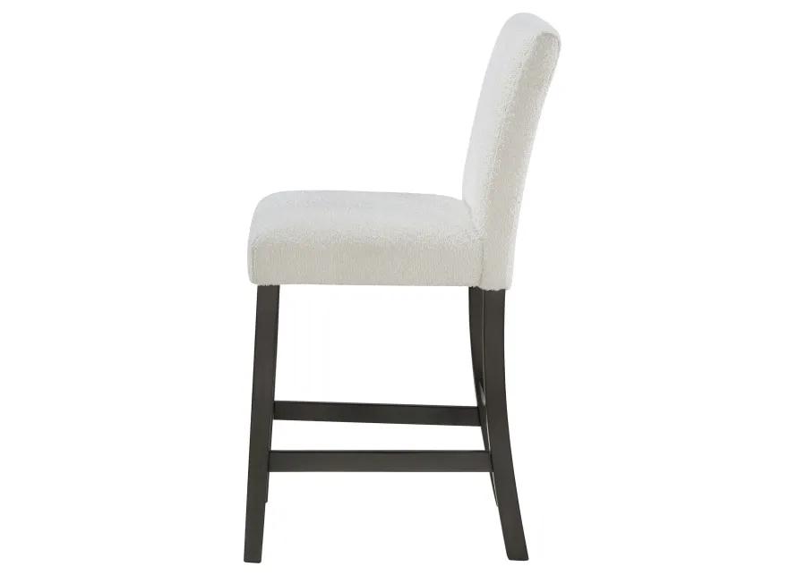 Alora Counter Height Dining Chair Set of 2, White Boucle, Charcoal Gray - Benzara