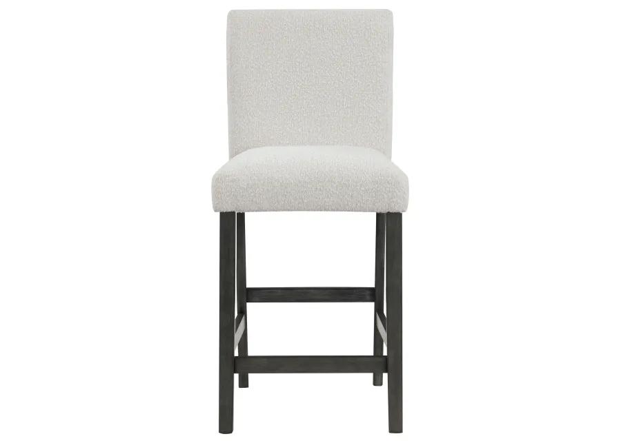 Alora Counter Height Dining Chair Set of 2, White Boucle, Charcoal Gray - Benzara