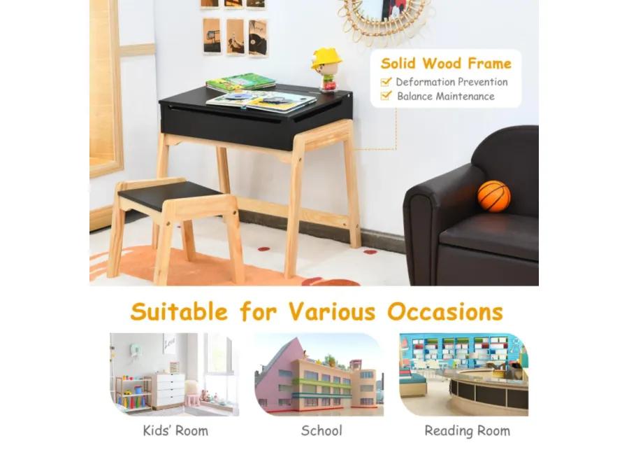 Kids Activity Table and Chair Set with Storage Space for Homeschooling