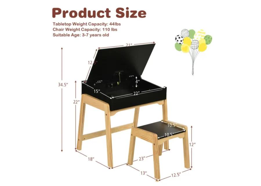 Kids Activity Table and Chair Set with Storage Space for Homeschooling