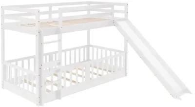 Twin Over Twin Bunk Bed With Slide And Ladder