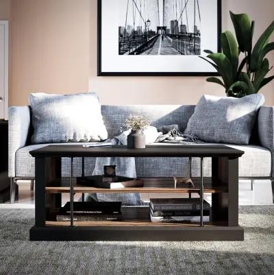 Hoffman Two-Toned Rustic Coffee Table with 2 Shelves