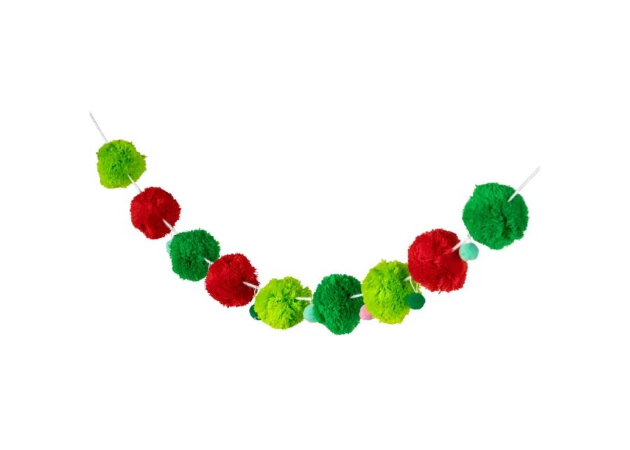 46" Green and Red Christmas Wool Beaded Garland - Unlit