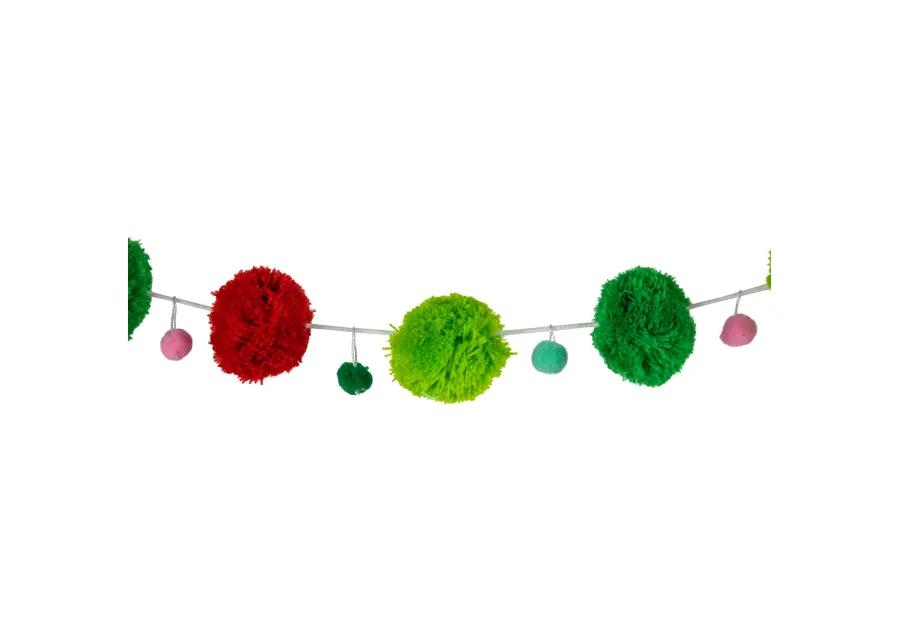 46" Green and Red Christmas Wool Beaded Garland - Unlit