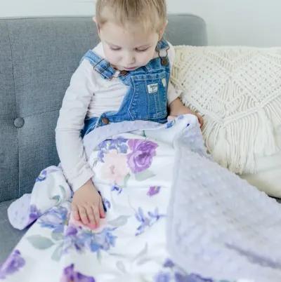 Honey Lemonade - Premium Baby & Toddler Minky Blanket (Purple & Blush Floral)