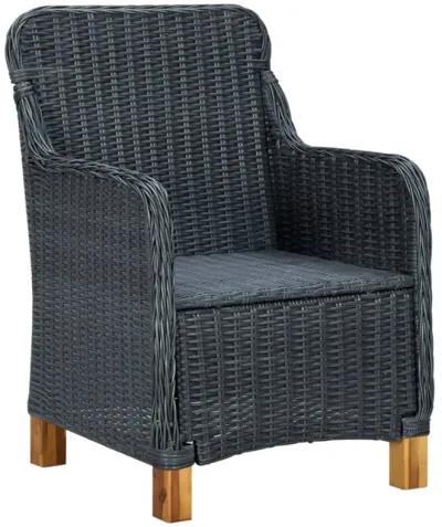 vidaXL Garden Chairs with Cushions 2 pcs Poly Rattan Dark Gray