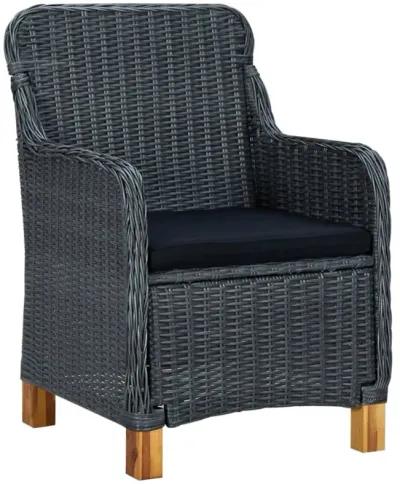 vidaXL Garden Chairs with Cushions 2 pcs Poly Rattan Dark Gray