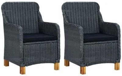 vidaXL Garden Chairs with Cushions 2 pcs Poly Rattan Dark Gray