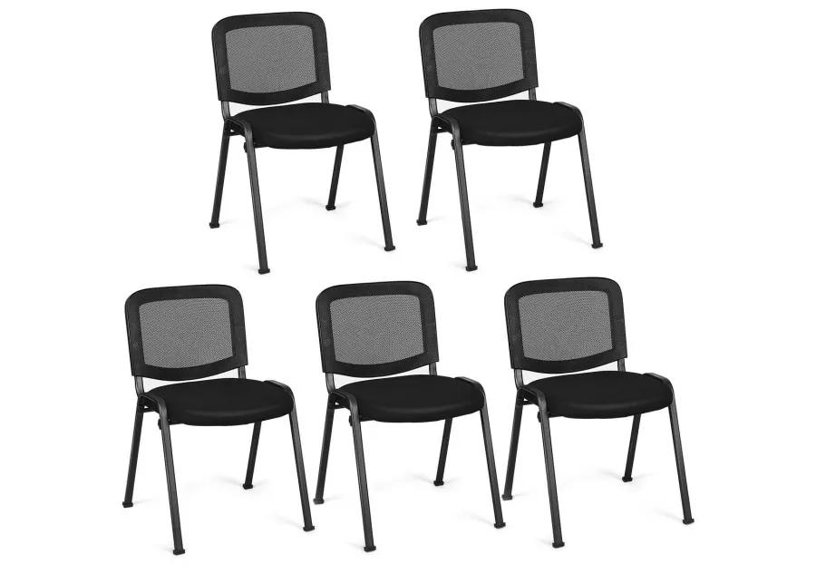 Costway Set of 5 Conference Chair Mesh Back Office Waiting Room Guest Reception Black