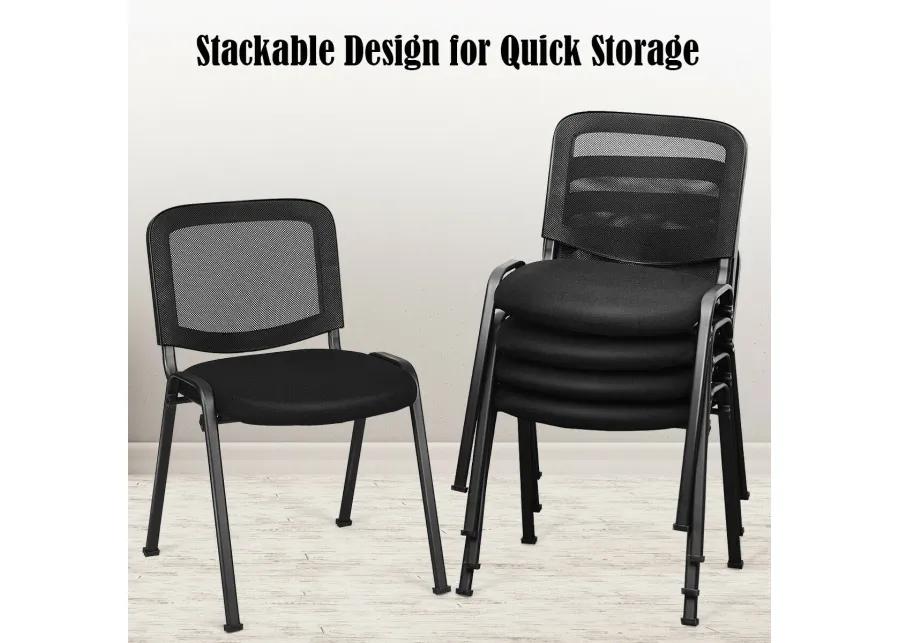 Costway Set of 5 Conference Chair Mesh Back Office Waiting Room Guest Reception Black