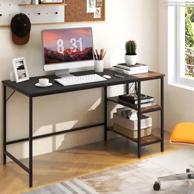 55" Modern Industrial Style Study Writing Desk with 2 Storage Shelves