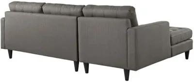 Modway Empress Mid-Century Modern Upholstered Fabric Left-Arm Facing Sectional Sofa in Granite