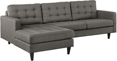 Modway Empress Mid-Century Modern Upholstered Fabric Left-Arm Facing Sectional Sofa in Granite