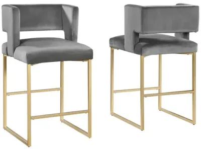 Lynx Velvet Bar Stools in Gold (Set of 2)