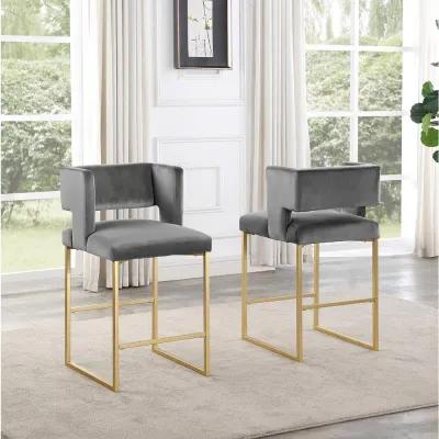 Lynx Velvet Bar Stools in Gold (Set of 2)