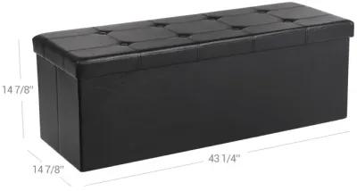 43" L Faux Leather Folding Storage Ottoman Bench, Storage Chest Footrest Padded Seat