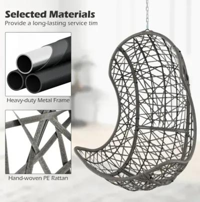 Hivvago Hanging Egg Chair PE Rattan Swing Hammock Chair with Soft Pillow and Cushion-Gray