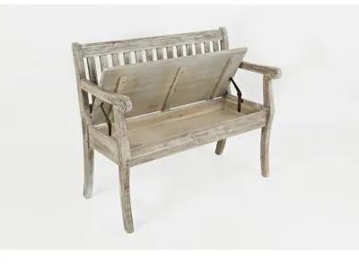 Jofran 42 Rustic Farmhouse Distressed Acacia Storage Bench