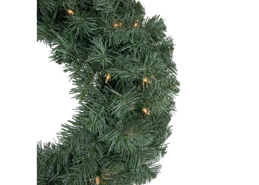 Pre-lit Colorado Blue Spruce Artificial Christmas Wreath  24-Inch  Clear Lights