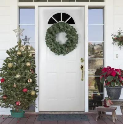 Pre-lit Colorado Blue Spruce Artificial Christmas Wreath  24-Inch  Clear Lights