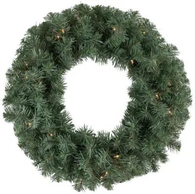 Pre-lit Colorado Blue Spruce Artificial Christmas Wreath  24-Inch  Clear Lights