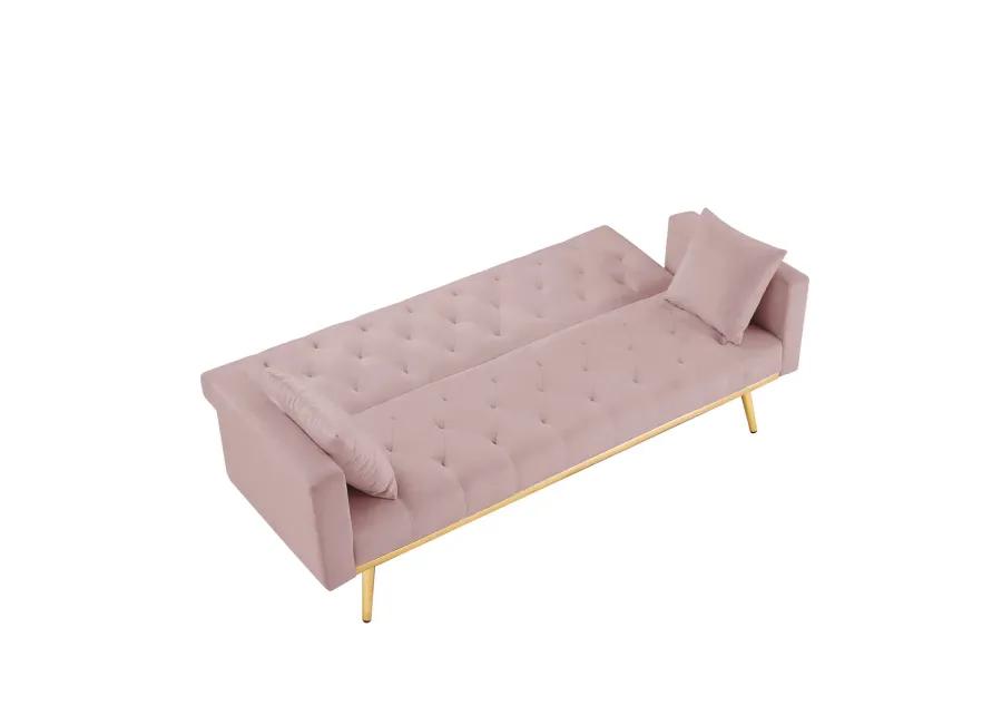 Pink Convertible Folding Futon Sofa Bed, Sleeper Sofa Couch For Compact Living Space