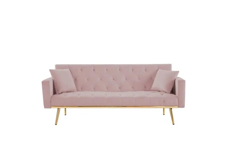 Pink Convertible Folding Futon Sofa Bed, Sleeper Sofa Couch For Compact Living Space