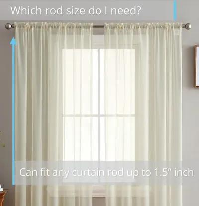 THD Essentials Sheer Voile Window Treatment Rod Pocket Curtain Panels Bedroom, Kitchen, Living Room - Set of 4