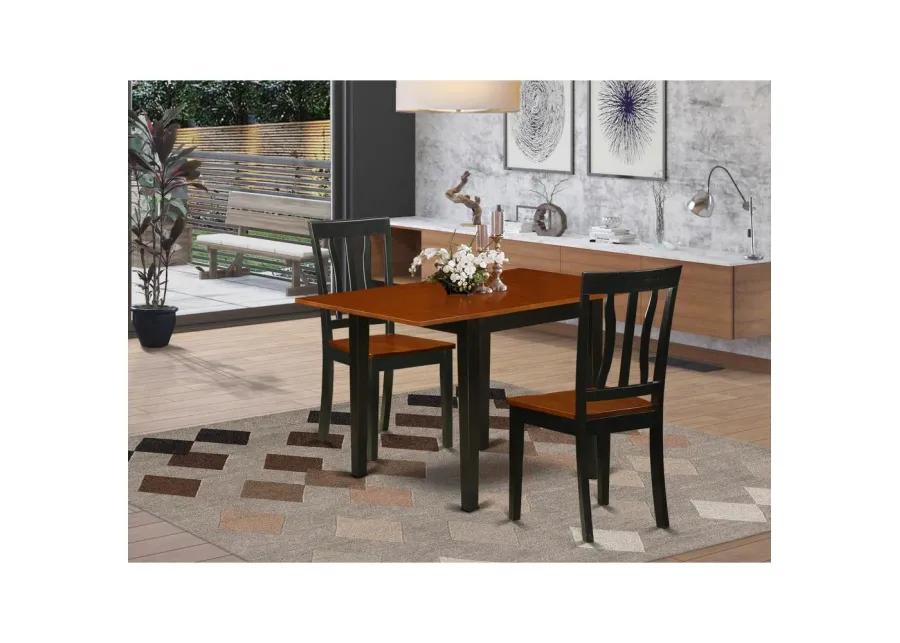 East West Furniture Dining Room Set Black & Cherry, NDAN3-BCH-W