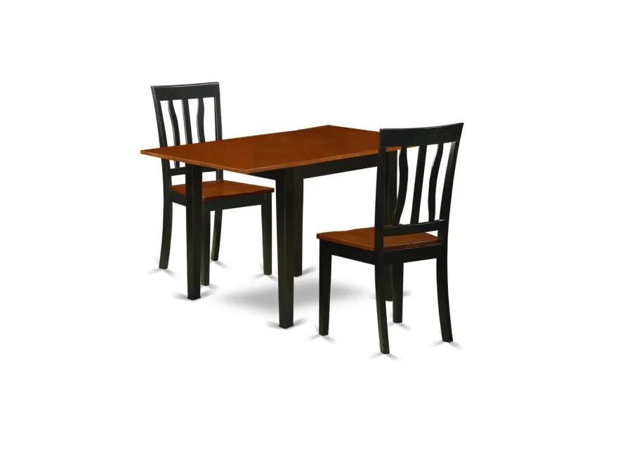 East West Furniture Dining Room Set Black & Cherry, NDAN3-BCH-W