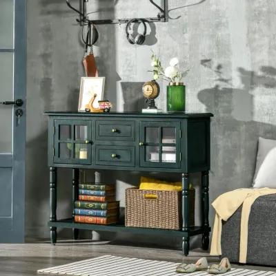 Vintage Blue Entryway: Console Table with Drawers & Cabinets