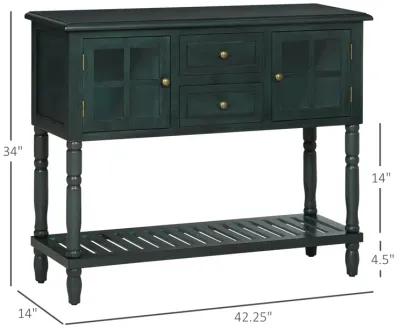 Vintage Blue Entryway: Console Table with Drawers & Cabinets