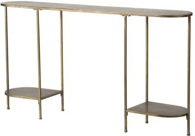 57 Inch Console Table, Oval, Steel Frame, Modern, Bronze Finish-Benzara