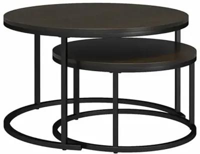 Camdale 4-Piece Nesting Coffee and End Table Bundle, Espresso w/ Black Metal