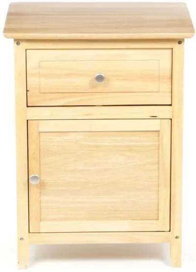 Hivvago Natural Wood Finish 1-Drawer Bedside Table Cabinet Nightstand