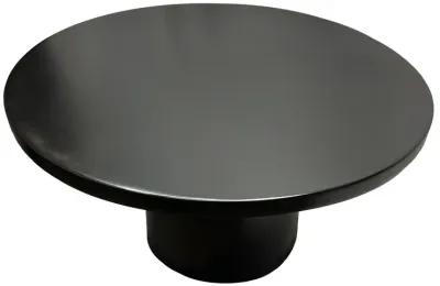 Zoe 30 Inch Round Coffee Table with Pedestal Base, Sleek Modern Silhouette, Matte Black Powder Coated Metal - Benzara