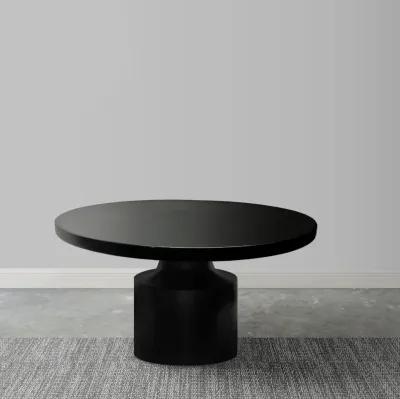 Zoe 30 Inch Round Coffee Table with Pedestal Base, Sleek Modern Silhouette, Matte Black Powder Coated Metal - Benzara