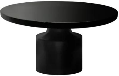 Zoe 30 Inch Round Coffee Table with Pedestal Base, Sleek Modern Silhouette, Matte Black Powder Coated Metal - Benzara