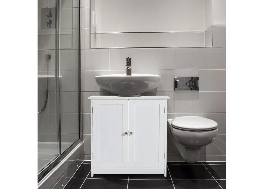 Bathroom Space Saver: White Pedestal Sink Storage Cabinet