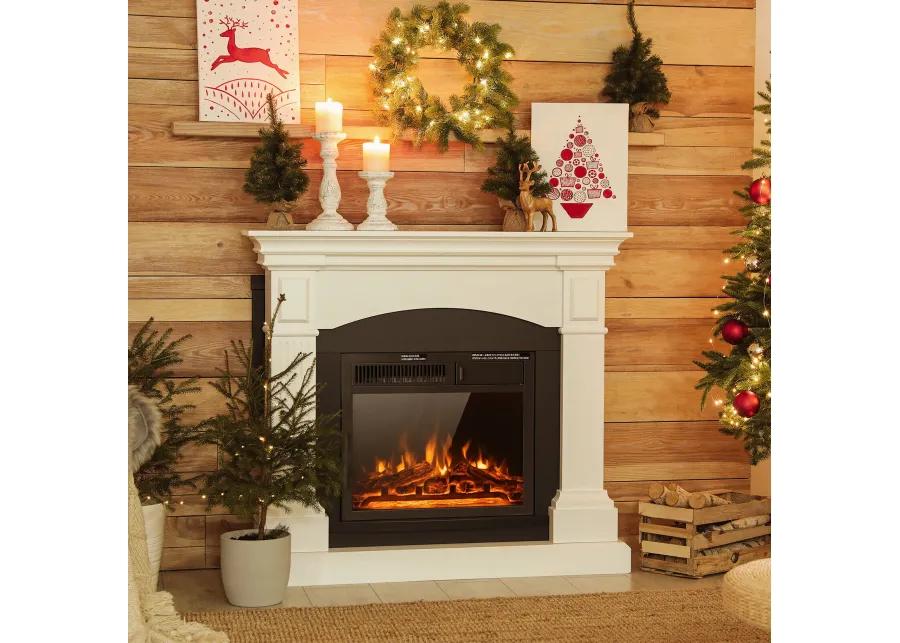 Electric Fireplace Insert with 7-Level Adjustable Flame Brightness