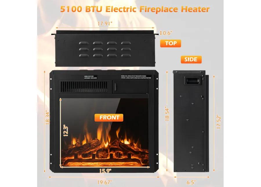 Electric Fireplace Insert with 7-Level Adjustable Flame Brightness